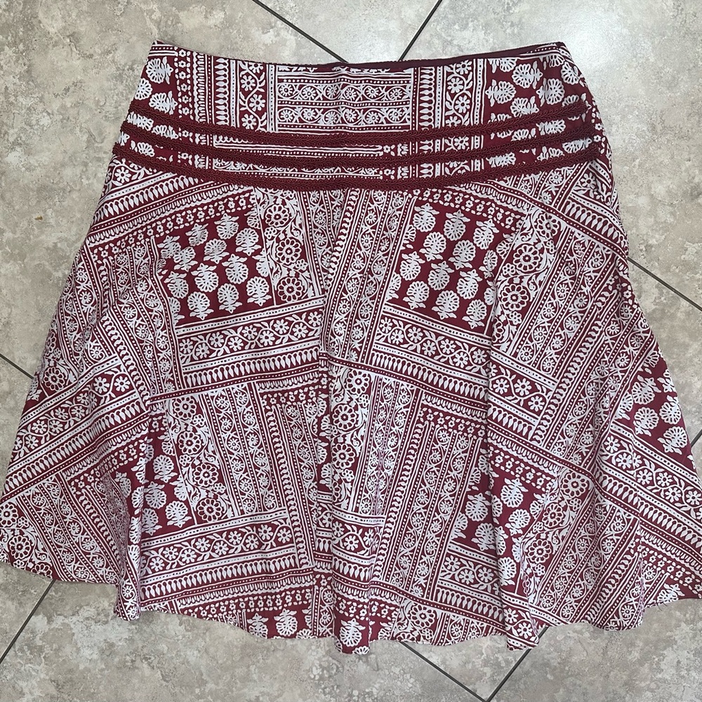 Hillard & Hanson Red Pleated Skater Skirt